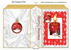 Candle, & Bauble with Snow Scene Folded Book