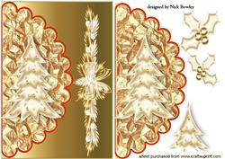 Beautiful Gold Christmas Tree on Scalloped Envelope
