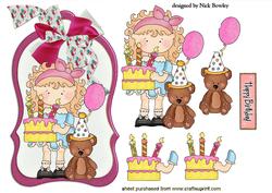 Birthday Girl on a Tag with Teddy