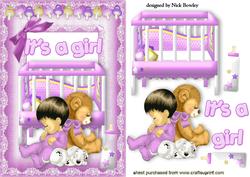 Cute Baby Girl with Teddy and Her Playpen