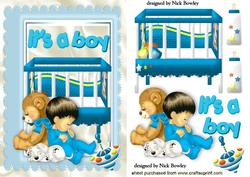 Cute Baby Boy with Teddy and His Playpen