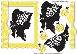 Yellow Frame with Bow and Silhouette Lady