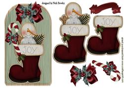 Snowman in Stocking on Wooden Tag with Candy