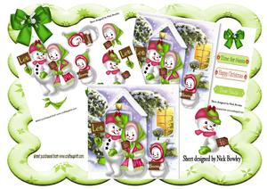 Let It Snow! Snowman Family in Green 8x8 Mini Kit