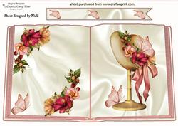 Pretty Open A4 Book of Floral Hat on Stand