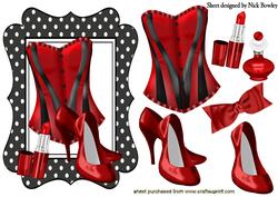 Pretty Red/black Basque with Red Shoes & Lippy