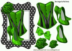 Green Basque with Shoes in Polkadot Frame