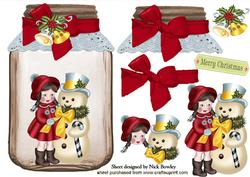 Snowman with Little Girl and Bells in a Jar