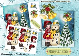 Little Girl with Snowman and Tree 8x8 Mini Kit
