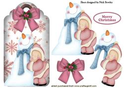 Oh! I Love You Mr Snowman on a Snowflake Tag