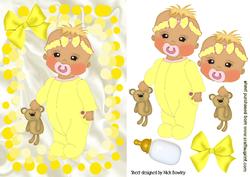Baby Girl in Yellow Bubble Frame with Dummy