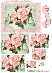 Beauty, Beautiful Pink Roses with Butterflies Pyramids