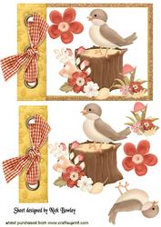 Woodland Bird with Flowers on a Tag