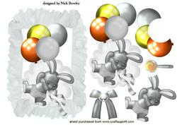 Little Bunny in Silver with Balloons