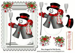 Snowman with Silver Bells