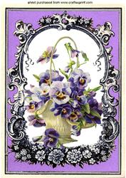 Pretty Basket of Purple Flowers A4