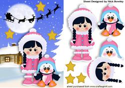 Little Eskimo Girl with Penguin