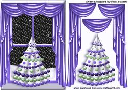Purple Tree with Snow Window Scene