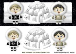 Little Eskimos with Igloo in the Snow Dl