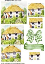 Pretty Thatched White Cottage Pyramids