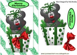 Little Teddy in Christmas Box with Red Bow