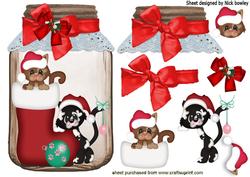 Cute Kittens in Santa Hats in a Jar