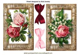 Pink and Red Roses in Ornate Frames