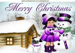 Little Girl with Snowman and Pug A4