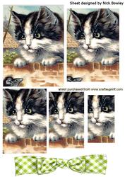 Vintage Kitten with Mouse Pyramids
