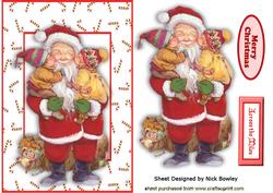 Jolly Vintage Santa with Children in Candycane Frame