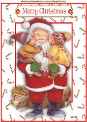 Jolly Vintage Santa & Children in Candycane A4
