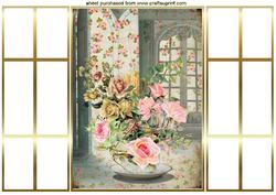 Pretty Pink Roses with Window, French Gatefold