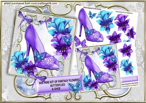 Fantasy Flowers with Shoe, Butterflies,8x8 Mini Kit
