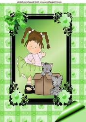 Cute Little Girl with Kitten A4 Topper