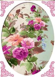 Vintage Flowers in Large Oval Frame A4