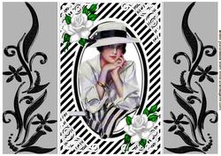Edwardian Lady with White Roses, Ornate Gatefold