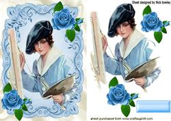 Vintage Edwardian Lady Artist with Roses