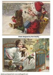 Vintage Santa and Little Girl Card