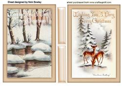 Christmas with Snow and Deer Cards in Frames