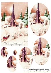 Christmas Church Scene Oval Pyramids