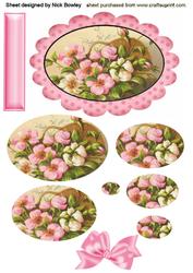 Pretty Pink Flowers in a Basket Oval Pyramids