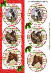 Horses in Christmas Frames with Holly Dl