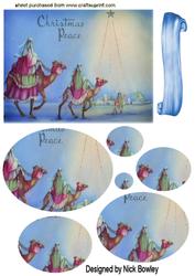 Three Wise Men on Camels in Bethlehem Oval Pyramids
