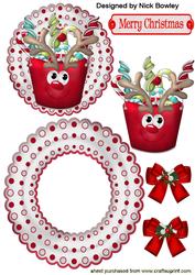 Reindeer Bucket with Funny Face Rocker Card