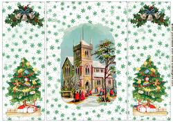 Lovely Christmas Scene of a Church Gatefold
