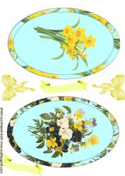Pretty Oval Toppers of Daffodils