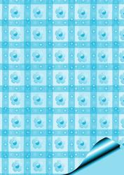 Pretty Pastel Background Paper in Gingham Turquiose with Flowers