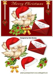 Cute Robin on Holly Branch with Letter to Santa