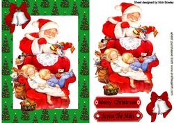 Children Sleeping with Santa in Tree Frame
