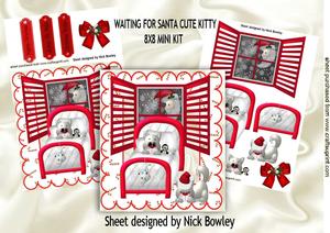 Waiting for Santa Cute Kitty in Bed 8x8 Mini Kit